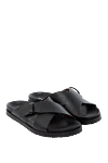 Men's black flip flops made of genuine leather Doucal`s - 100% genuine leather. Country of manufacture: Italy. Care: specialized cleaning - photo 4