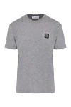 Stone Island Gray cotton T-shirt for men - brand logo. 100% cotton. Country of manufacture: Italy. Care: specialized cleaning - photo 1