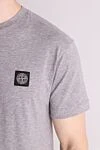 Stone Island Gray cotton T-shirt for men - brand logo. 100% cotton. Country of manufacture: Italy. Care: specialized cleaning - photo 5