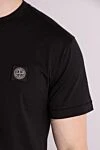 Stone Island Black cotton T-shirt for men - brand logo. 100% cotton. Country of manufacture: Italy. Care: specialized cleaning - photo 5