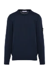 Stone Island Men's blue long sleeve cotton jumper - brand logo. 100% cotton. Country of manufacture: Italy. Care: specialized cleaning - photo 1