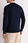 Men's blue cotton jumper with a patch Stone Island - brand logo. 100% cotton. Country of manufacture: Italy. Care: specialized cleaning - photo 4