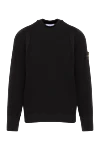 Stone Island Long sleeve cotton jumper for men, black - Decor: brand logo. Composition: 100% cotton. Country of manufacture: Italy. Care: specialized cleaning - photo 1