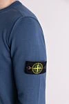 Stone Island Джемпер с длинным рукавом из хлопка мужской голубой - Декор: логотип бренда. Состав: 100% хлопок. Страна производитель: Италия. Уход: специализированная чистка - фото 5