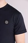 Stone Island Футболка із бавовни синя чоловіча - логотип бренду. 100% бавовна. Країна виробник: Італія. Догляд: спеціалізоване чищення - фото 5