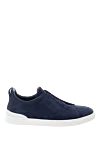 Ermenegildo Zegna Men's blue suede sneakers - contrast sole. 100% suede. Country of manufacture: Italy. Care: specialized cleaning - photo 1