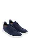 Men's blue suede sneakers Ermenegildo Zegna - contrast sole. 100% suede. Country of manufacture: Italy. Care: specialized cleaning - photo 4