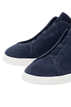 Ermenegildo Zegna Men's blue suede sneakers - contrast sole. 100% suede. Country of manufacture: Italy. Care: specialized cleaning - photo 5