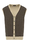 Tombolini Brown knitted vest for men - contrast edging. 60% wool, 20% silk, 10% linen, 2% elastane. Closure: buttons. Country of manufacture: Italy. Care: specialized cleaning - photo 1