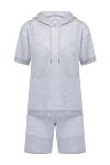 Panicale Women's suit with shorts gray - hood. 70% cotton, 16% viscose, 14% polyester. Closure: drawstring. Country of manufacture: Italy. Care: specialized cleaning - photo 1