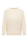 Peserico Beige silk and cotton jumper for women - brand logo. 62% silk, 38% cotton. Country of manufacture: Italy. Care: specialized cleaning - photo 1