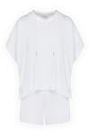 Peserico Women's white polyester and viscose suit with shorts - hood. 81% cotton, 19% silk. buttons, drawstring. two side pockets. Country of manufacture: Italy. Care: specialized cleaning - photo 1