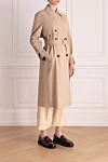 Peserico Brown cotton and polyamide coat for women - 73% cotton, 27% polyamide. buttons, belt. two side pockets. Country of manufacture: Italy. Care: specialized cleaning - photo 3