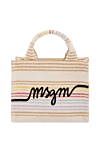 MSGM Women's beige striped bag made of polyester and cotton - brand logo, stripe pattern. 60% polyester, 40% cotton. Country of manufacture: Italy. Care: specialized cleaning - photo 1