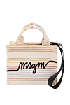 MSGM Women's beige striped bag made of polyester and cotton - brand logo, stripe pattern. 60% polyester, 40% cotton. Country of manufacture: Italy. Care: specialized cleaning - photo 5