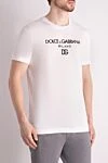 Dolce & Gabbana Cotton T-shirt for men white - brand logo. 100% cotton. Country of manufacture: Italy. Care: specialized cleaning - photo 3