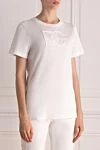 Dolce & Gabbana Women's white cotton T-shirt with logo - brand logo. 100% cotton. Country of manufacture: Italy. Care: specialized cleaning - photo 3