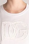 Dolce & Gabbana Women's white cotton T-shirt with logo - brand logo. 100% cotton. Country of manufacture: Italy. Care: specialized cleaning - photo 5