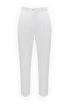 Dolce & Gabbana Women's white pants made of cotton and elastane - 97% cotton, 3% elastane. buttons, zipper. two side, two back pockets. Country of manufacture: Italy. Care: specialized cleaning - photo 1