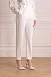 Dolce & Gabbana Women's white pants made of cotton and elastane - 97% cotton, 3% elastane. buttons, zipper. two side, two back pockets. Country of manufacture: Italy. Care: specialized cleaning - photo 3