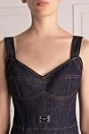 Dolce & Gabbana Blue denim dress for women - brand logo. 69% cotton, 25% polyamide, 6% elastane. Closure: zipper. Country of manufacture: Italy. Care: specialized cleaning - photo 5