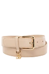 Dolce & Gabbana Genuine leather belt for women beige - brand logo. 100% genuine leather. Country of manufacture: Italy. Care: specialized cleaning - photo 1