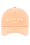 Balmain Orange cotton cap for women - brand logo. 100% cotton. Country of manufacture: Italy. Care: specialized cleaning - photo 1