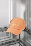 Balmain Orange cotton cap for women - brand logo. 100% cotton. Country of manufacture: Italy. Care: specialized cleaning - photo 5