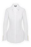 Balmain Women's cotton shirt white - branded buttons. 100% cotton. Closure: buttons. Country of manufacture: Italy. Care: specialized cleaning - photo 1