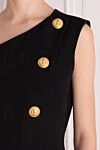 Balmain Black wool dress for women - branded buttons, asymmetry. 100% wool. Closure: buttons. Country of manufacture: Italy. Care: specialized cleaning - photo 5