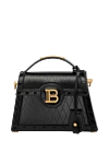 Balmain Black women's genuine leather bag - Balmain engraved nameplate, grid embossing. 100% genuine leather. Dimensions: 23 x 16 x 7 cm.. Belt Length: Shoulder Strap: 100cm. Closure: Quarter-turn B-Twist clasp. Rear patch pocket, internal zipped leather pocket, embossed leather card pocket. Country of manufacture: Italy. Care: specialized cleaning - photo 1