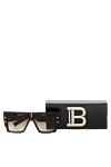 Balmain Women's brown plastic sunglasses for sun protection - brand logo, metal inserts. gradient lenses. plastic. brown. Country of manufacture: Italy. Care: specialized cleaning - photo 5