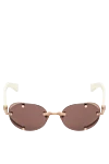 Balmain Women's yellow sunglasses for sun protection made of metal and plastic - brand logo, blinders. metal, plastic. brown. Country of manufacture: Italy. Care: specialized cleaning - photo 1