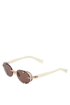 Balmain Women's yellow sunglasses for sun protection made of metal and plastic - brand logo, blinders. metal, plastic. brown. Country of manufacture: Italy. Care: specialized cleaning - photo 3