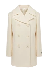 Prada White wool and polyamide coat for women - 90% wool, 10% polyamide. Closure: buttons. two side pockets. Country of manufacture: Italy. Care: specialized cleaning - photo 1