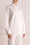 Prada Women's cotton shirt white - 100% cotton. Closure: buttons. chest pocket. Country of manufacture: Italy. Care: specialized cleaning - photo 3