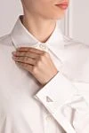 Prada Women's white cotton shirt - 100% cotton. Closure: buttons. chest pocket. Country of manufacture: Italy. Care: specialized cleaning - photo 5