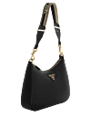 Prada Women's black genuine leather bag with logo - brand logo. 100% genuine leather. Closure: zipper. Country of manufacture: Italy. Care: specialized cleaning - photo 3