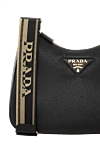 Prada Women's black genuine leather bag with logo - brand logo. 100% genuine leather. Closure: zipper. Country of manufacture: Italy. Care: specialized cleaning - photo 5