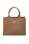 Prada Brown genuine leather bag for women - brand logo. 100% genuine leather. Country of manufacture: Italy. Care: specialized cleaning - photo 1