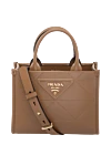 Prada Brown genuine leather bag for women - brand logo. 100% genuine leather. Country of manufacture: Italy. Care: specialized cleaning - photo 5