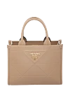 Prada Beige women's genuine leather bag - brand logo. 100% genuine leather. Country of manufacture: Italy. Care: specialized cleaning - photo 1