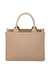 Beige women's genuine leather bag Prada - brand logo. 100% genuine leather. Country of manufacture: Italy. Care: specialized cleaning - photo 4