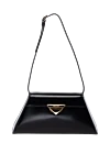 Prada Women's black bag made of genuine leather - brand logo. 100% genuine leather. buckle with lock. Country of manufacture: Italy. Care: specialized cleaning - photo 1