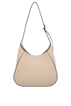 Women's beige genuine leather bag with logo Prada - brand logo. 100% genuine leather. Closure: zipper. Country of manufacture: Italy. Care: specialized cleaning - photo 4