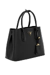 Prada Black women's genuine leather bag - brand logo, leather texture. 100% genuine leather. Closure: zipper. Country of manufacture: Italy. Care: specialized cleaning - photo 3