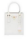 Prada Women's genuine leather bag white - brand logo, keychain with ring. 100% genuine leather. Country of manufacture: Italy. Care: specialized cleaning - photo 1