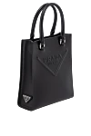 Prada Women's black genuine leather bag with embossed logo - embossed brand logo. 100% genuine leather. Country of manufacture: Italy. Care: specialized cleaning - photo 3