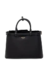 Prada Women's black genuine leather bag with logo - belt on the hem, brand logo. 100% genuine leather. Country of manufacture: Italy. Care: specialized cleaning - photo 1