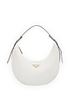 Prada Women's white bag made of genuine leather - brand logo. 100% genuine leather. Closure: zipper. Country of manufacture: Italy. Care: specialized cleaning - photo 1